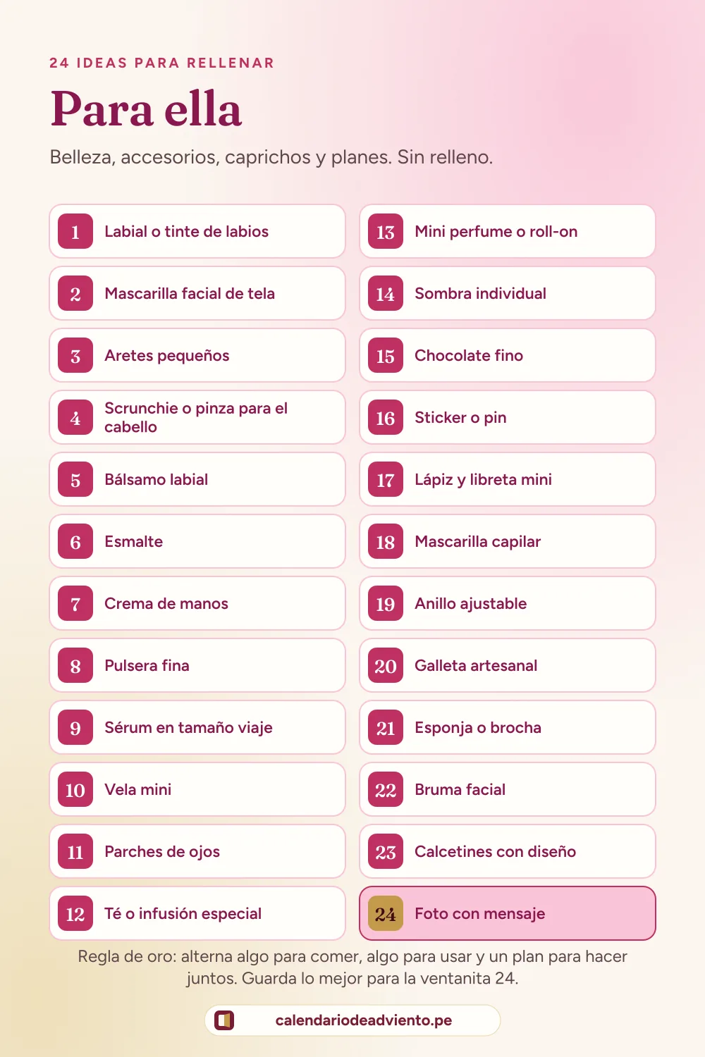 Lista ilustrada: 24 ideas para ella en un calendario de Adviento